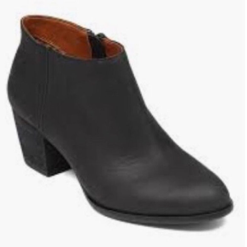 Lucky Brand Leather Tolache Booties black ankle heeled 9